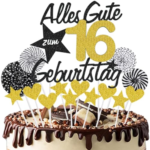 Jxuzh Alles Gute zum Geburtstag Cake Topper 16 Kuchendeko Geburtstag Happy 16.birthday Kuchendeko 16. Geburtstag Tortendeko 16 Schwarz Gold 16. Geburtstag Kuchen Deko 16 Geburtstag Mädchen 16 Gebursta Jxuzh Alles Gute zum Geburtstag Cake Topper 16 Kuchendeko Geburtstag Happy 16.birthday Kuchendeko 16. Geburtstag Tortendeko 16 Schwarz Gold 16. Geburtstag Kuchen Deko 16 Geburtstag Mädchen 16 Gebursta von Jxuzh