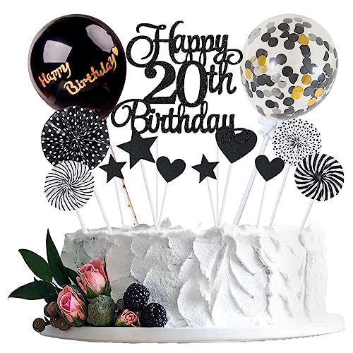 Tortendeko 20 Geburtstag Schwarz Junge Mädchen Happy Birthday 20 Glitter Cake Topper 20.kuchendeko Geburtstag Happy 20th Birthday Tortendeko 20 Jahre Geburtstag Kuchen Deko 20 Geburtstag Mädchen von Jxuzh