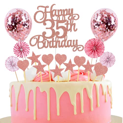 Tortendeko 35 Geburtstag Rosegold Junge Mädchen Happy Birthday 35 Glitter Cake Topper 35.kuchendeko Geburtstag Happy 35th Birthday Tortendeko 35 Jahre Geburtstag Kuchen Deko 35 Geburtstag Mädchen von Jxuzh