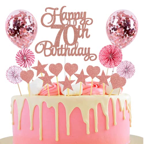 Tortendeko 70 Geburtstag Rosegold Junge Mädchen Happy Birthday 70 Glitter Cake Topper 70.kuchendeko Geburtstag Happy 70th Birthday Tortendeko 70 Jahre Geburtstag Kuchen Deko 70 Geburtstag Mädchen von Jxuzh