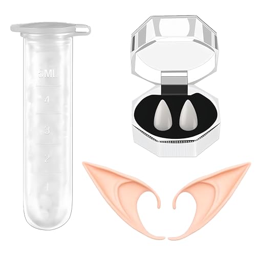 3-teiliges Halloween-Requisiten-Set, einschließlich falscher Zähne aus Harz, Feenohren und Zahngummi, vielseitig verwendbar, Vampirzähne und Elfenohren sind geeignet für Cosplay, Partys usw 3-teiliges Halloween-Requisiten-Set, einschließlich falscher Zähne aus Harz, Feenohren und Zahngummi, vielseitig verwendbar, Vampirzähne und Elfenohren sind geeignet für Cosplay, Partys usw von Jyinelx