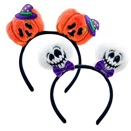 Jyinelx 2-teiliges Halloween-Hexen-Stirnband, inklusive Cartoon-Kürbis und Totenkopf-Haarbändern, Hexen-Stirnband ist ein schöner Kopfschmuck, geeignet für Frauen und Kinder, Party-Dekoration Jyinelx 2-teiliges Halloween-Hexen-Stirnband, inklusive Cartoon-Kürbis und Totenkopf-Haarbändern, Hexen-Stirnband ist ein schöner Kopfschmuck, geeignet für Frauen und Kinder, Party-Dekoration von Jyinelx