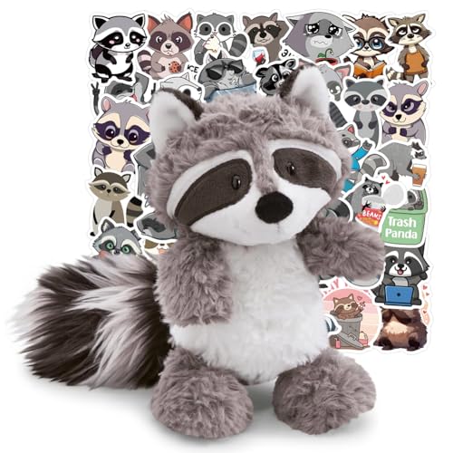 JynxtoyZeal 28cm Schmusetier Waschbär, 60pcs Waschbären Aufkleber, Waschbär Plüschtier, Stofftier Waschbär, Kuscheltier Waschbär, Plüschtier für Freunde und Kinder JynxtoyZeal 28cm Schmusetier Waschbär, 60pcs Waschbären Aufkleber, Waschbär Plüschtier, Stofftier Waschbär, Kuscheltier Waschbär, Plüschtier für Freunde und Kinder von JynxtoyZeal