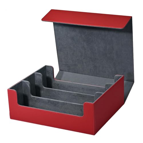 Jzoowar Kartenaufbewahrungsbox für Sammelkarten, Kartendeck-Hülle für Mehr Als 1800 Karten mit Einzelhülle, Langlebig, Ca. 290 X 245 X 105 Mm, Rot von Jzoowar