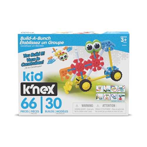 Build A Bunch-Set, Kid K'NEX, Basic Fun, 85422A, Konstruktionsspielzeug für Kinder, Tierfiguren und Fahrzeugmodelle für kreatives Spielen, Bauspielzeug geeignet für Jungen und Mädchen Ab 3 Jahren von Basic Fun