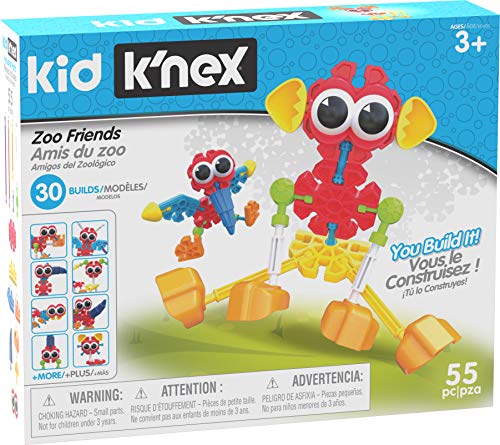 Basic Fun Kid K'NEX 85700 30 Modell Zoofreunde Baukasten, Kinder-Bastelset mit 55 Teilen, Lernspielzeug für Kinder, Bauspielzeug für Jungen und Mädchen, Konstruktionsspielzeug ab 3 Jahren von Basic Fun
