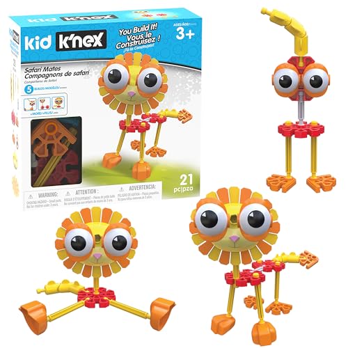 Kid K'Nex 85613 Building Set-21 Pieces-Ages 3+ -Preschool Educational Toy K'NEX – Safari Mates BAU-Set – 21 Teile – Alter 3 + – Lernspielzeug für Vorschulen, Mehrfarbig von Basic Fun