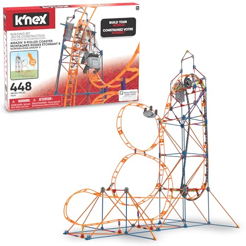 K'NEX 80216 Amazin' 8 Achterbahn-Baukasten, buntes Konstruktionsspielzeug für Jungen und Mädchen, Achterbahnspielzeug für Kinder, 448-teiliger Baukasten ab 7 Jahren von Basic Fun