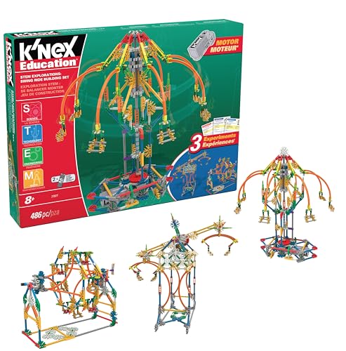 Kettenkarussell-Baukasten, K'NEX Bildung, Basic Fun, 77077, MINT-Lernset mit 486 Teilen, Technik für Kinder, Konstruktionsspielzeug für Jungen und Mädchen Ab 8 Jahren von K'NEX Education