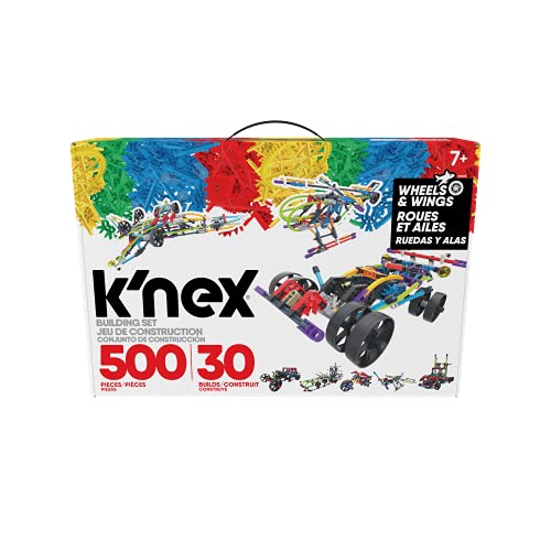 K'NEX 80208 Flügel und Räder Baukasten, 3D-Lernspielzeug für Kinder, 500-teiliges MINT-Lernset, Technik für Kinder, Konstruktionsspielzeug mit 30 Modellen ab 7 Jahren von Basic Fun