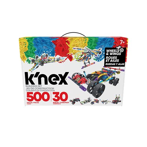 K'NEX 80208 Flügel und Räder Baukasten, 3D-Lernspielzeug für Kinder, 500-teiliges MINT-Lernset, Technik für Kinder, Konstruktionsspielzeug mit 30 Modellen ab 7 Jahren von K'Nex