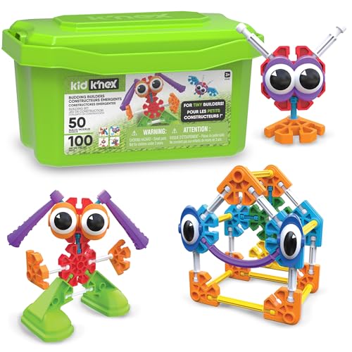 Kid K'NEX 85618 50 Baukasten für angehende Baumeister, Kinder-Bastelset mit 100 Teilen, Lernspielzeug für Kinder, Bauspielzeug für Jungen und Mädchen, Konstruktionsspielzeug ab 3 Jahren von Basic Fun