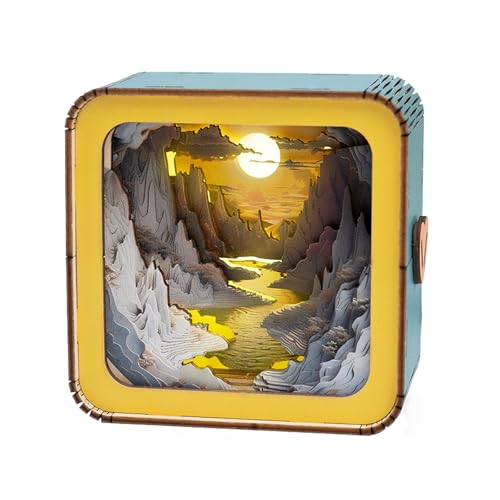 KAAYEE 3D Puzzle Holz Nachtlicht Erwachsene, (Fluss bei Sonnenuntergang) 3D Holzpuzzle Nachtlicht, Wooden Puzzle 3D Night Light von KAAYEE