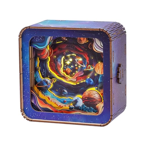 KAAYEE 3D Holzpuzzle Nachtlicht, Träumender Weltraum, Modern, Holz, 3D Puzzle, Nachtlicht, 1 Set, 1 Stück, 1 Inhalt, 14 - 99 Jahre von KAAYEE