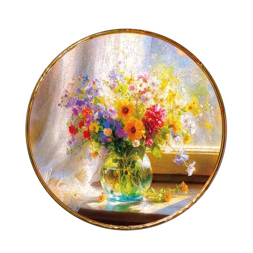 KAAYEE Holzpuzzle Erwachsene, 100 Teile Fenstergarten Unregelmäßige Puzzle Holz Erwachsene, Einzigartige TierföRmige Holzpuzzles, Einzigartige Puzzle, mit Geschenkbox aus Holz von KAAYEE