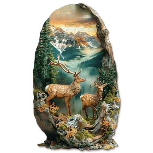 KAAYEE Holzpuzzle Erwachsene, 186 Teile Hirsch im Wald Unregelmäßige Puzzle Holz Erwachsene, Einzigartige TierföRmige Holzpuzzles, Einzigartige Puzzle, mit Geschenkbox aus Holz KAAYEE Holzpuzzle Erwachsene, 186 Teile Hirsch im Wald Unregelmäßige Puzzle Holz Erwachsene, Einzigartige TierföRmige Holzpuzzles, Einzigartige Puzzle, mit Geschenkbox aus Holz von KAAYEE