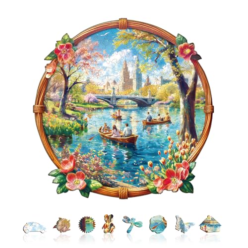 KAAYEE Holzpuzzle Erwachsene, 280pcs Frühlings-Seeblick Holz Puzzle Erwachsene, Unregelmäßige Einzigartige Puzzle, Einzigartige TierföRmige Holzpuzzles, mit Geschenkbox aus Holz von KAAYEE