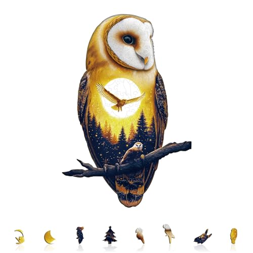 KAAYEE Holzpuzzle Erwachsene, 75 Mondlicht-Schnee-Eule Holz Puzzle Erwachsene, Unregelmäßige Einzigartige Puzzle, Einzigartige TierföRmige Holzpuzzles, mit Geschenkbox aus Holz KAAYEE Holzpuzzle Erwachsene, 75 Mondlicht-Schnee-Eule Holz Puzzle Erwachsene, Unregelmäßige Einzigartige Puzzle, Einzigartige TierföRmige Holzpuzzles, mit Geschenkbox aus Holz von KAAYEE