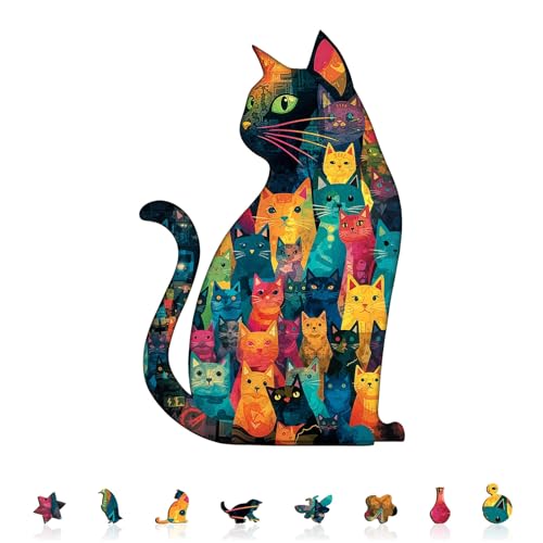 KAAYEE Holzpuzzle Erwachsene, 75pcs Feline Mosaik Holz Puzzle Erwachsene, Unregelmäßige Einzigartige Puzzle, Einzigartige TierföRmige Holzpuzzles, mit Geschenkbox aus Holz KAAYEE Holzpuzzle Erwachsene, 75pcs Feline Mosaik Holz Puzzle Erwachsene, Unregelmäßige Einzigartige Puzzle, Einzigartige TierföRmige Holzpuzzles, mit Geschenkbox aus Holz von KAAYEE