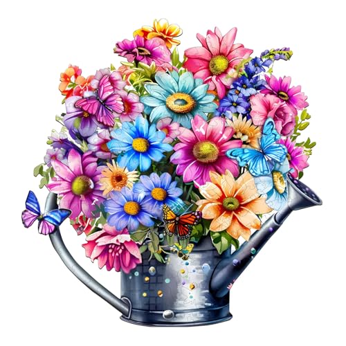 KAAYEE Holzpuzzle Erwachsene, 95 Teile Schöne Blume Unregelmäßige Puzzle Holz Erwachsene, Einzigartige TierföRmige Holzpuzzles, Einzigartige Puzzle, mit Geschenkbox aus Holz von KAAYEE
