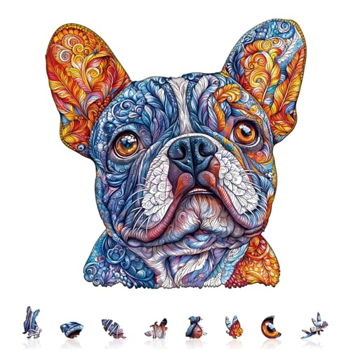 KAAYEE Holzpuzzle Erwachsene, Lebendige Bulldogge Holz Puzzle Erwachsene, Unregelmäßige Einzigartige Puzzle, Einzigartige TierföRmige Holzpuzzles, mit Geschenkbox aus Holz ﻿ (S) von KAAYEE