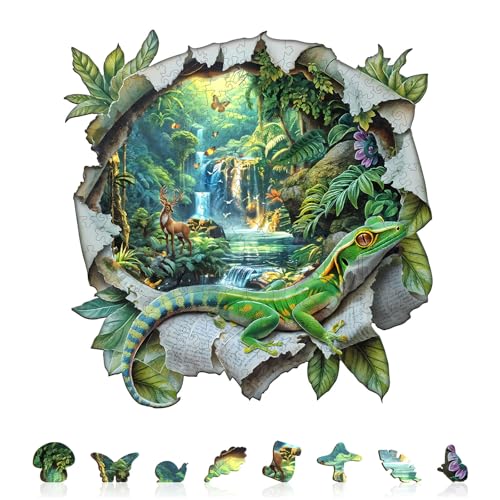KAAYEE Holzpuzzle Erwachsene, Papierwelt Holz Puzzle Erwachsene, Unregelmäßige Einzigartige Puzzle, Einzigartige TierföRmige Holzpuzzles, mit Geschenkbox aus Holz (L) von KAAYEE