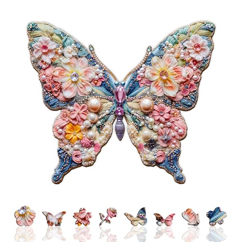 KAAYEE Holzpuzzle Erwachsene, Schmuck-Schmetterling Holz Puzzle Erwachsene, Unregelmäßige Einzigartige Puzzle, Einzigartige TierföRmige Holzpuzzles, mit Geschenkbox aus Holz von KAAYEE