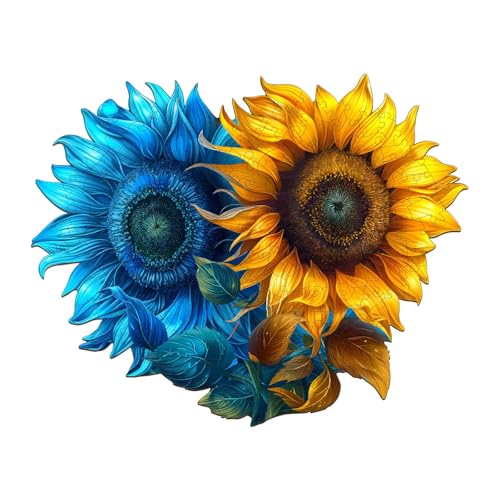 KAAYEE Holzpuzzle Erwachsene, Yin-Yang-Sonnenblume Unregelmäßige Holz Puzzle Erwachsene, Einzigartige TierföRmige Holzpuzzles, Einzigartige Puzzle, mit Geschenkbox aus Holz von KAAYEE