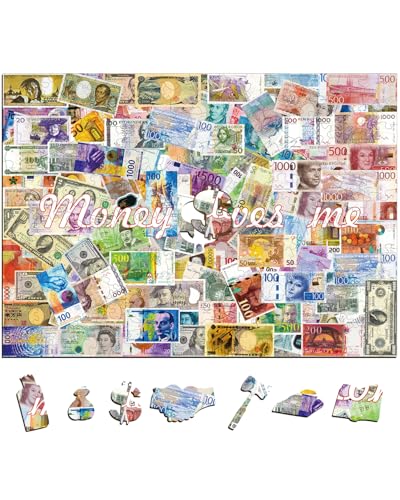 KAAYEE Holzpuzzle Erwachsene Geld liebt Mich, 92 Teile Unregelmäßige Puzzle Holz Erwachsene, Einzigartige TierföRmige Holzpuzzles, Einzigartige Puzzle, mit Geschenkbox aus Holz von KAAYEE
