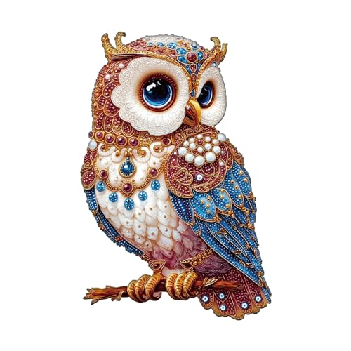 KAAYEE Holzpuzzle Erwachsene Königliche Eule, 65 Teile Unregelmäßige Puzzle Holz Erwachsene, Einzigartige TierföRmige Holzpuzzles, Einzigartige Puzzle, mit Geschenkbox aus Holz von KAAYEE