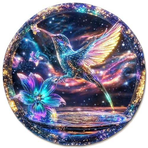KAAYEE Holzpuzzle Erwachsene Kolibri, 99 Teile Unregelmäßige Puzzle Holz Erwachsene, Einzigartige TierföRmige Holzpuzzles, Einzigartige Puzzle, mit Geschenkbox aus Holz(21.5 x 21.5 cm) von KAAYEE