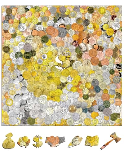 KAAYEE Holzpuzzle Erwachsene Münzenkunst, 110 Teile Unregelmäßige Puzzle Holz Erwachsene, Einzigartige TierföRmige Holzpuzzles, Einzigartige Puzzle, mit Geschenkbox aus Holz von KAAYEE