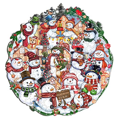 Weihnachten Holzpuzzle Erwachsene, KAAYEE Christmas Puzzle Erwachsene, Wooden Puzzle, Einzigartige Form Puzzleteile, Tiere Holzpuzzle Mit Geschenkbox Aus Holz (Fröhliche Weihnachten-2, XL) von KAAYEE