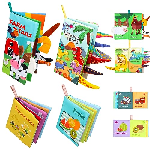 KABENFIS 4PSC Babies Tuch Bücher Weiches und Sensorisches Buch Pädagogisches Lernspielzeug für Baies von KABENFIS