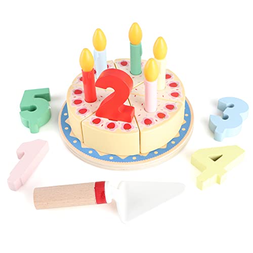 KABENFIS Holz Schneiden Geburtstagstorte Spielzeug Spielen Essen Set DIY Rollenspiel mit Kerzen für Kinder Jungen und Mädchen KABENFIS Holz Schneiden Geburtstagstorte Spielzeug Spielen Essen Set DIY Rollenspiel mit Kerzen für Kinder Jungen und Mädchen von KABENFIS