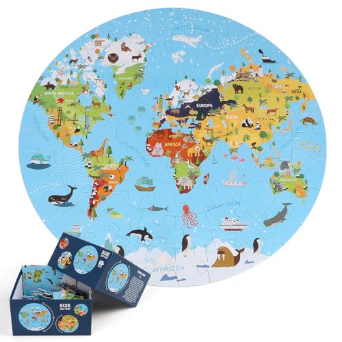 KABENFIS Weltkarte Puzzle 70 PCS Kreiskarte für Kinder KABENFIS Weltkarte Puzzle 70 PCS Kreiskarte für Kinder von KABENFIS