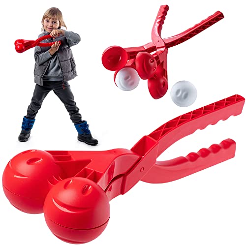 KADAX Schneeballformer, Schneeballzange aus robustem Kunststoff, 38x16x9cm Schneeball Spielzeug für unvergessliche Wintertage, Schneeball Maker (Rot) von KADAX