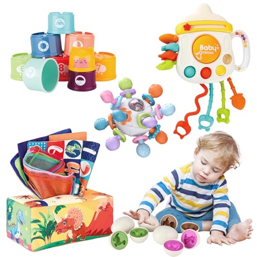 KADAYAYA Baby Spielzeug für 6, 12 und 18 Monate, Montessori-Sensorik Spielzeug für Kleinkinder, Dinosaurier Eier, Beißspielzeug, Stapelbecher, Taschentuchbox Spielzeug, Zugschnur Spielzeug KADAYAYA Baby Spielzeug für 6, 12 und 18 Monate, Montessori-Sensorik Spielzeug für Kleinkinder, Dinosaurier Eier, Beißspielzeug, Stapelbecher, Taschentuchbox Spielzeug, Zugschnur Spielzeug von KADAYAYA