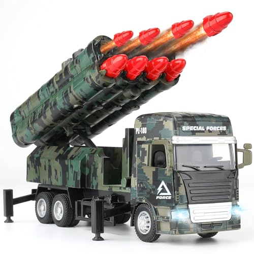 KADAYAYA Spielzeug für Militärfahrzeuge, Militär Spielzeug mit 8 Raketen, Armeespielzeug für Jungen, Militärspielzeug-LKW mit Licht und Ton, Geschenk für 3 4 5 6 7 8 Jahre alte Jungen von KADAYAYA