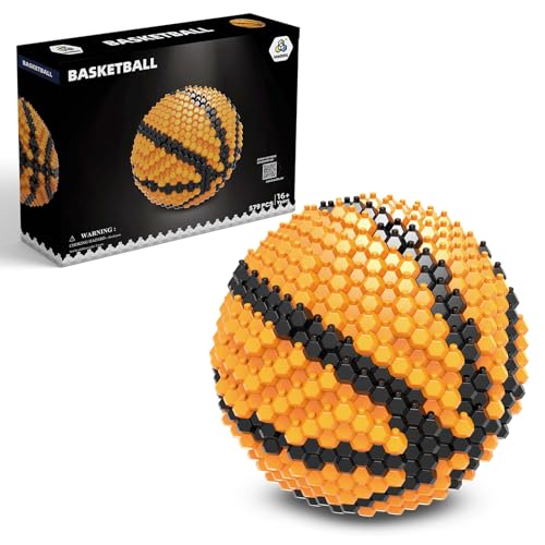 KADELE Basketball-Block-Set, anspruchsvolle STEM-Block-Dekorationen für Erwachsene, Miniatur-3D-Lernspielzeug für Kinder ab 16 Jahren orange(579 Teile) von KADELE