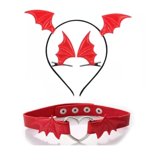 KADSXIYA Cooles Mädchen-Halsband, dunkles Haarband, Halloween-Haarspangen + Choker, Party-Kostüm von KADSXIYA