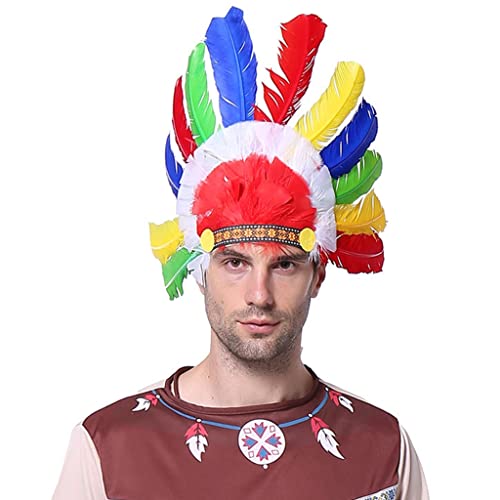 KADSXIYA Indianerhäuptling Kopfschmuck Indianer-Kostüm Federhaarkleid Kopfschmuck von KADSXIYA