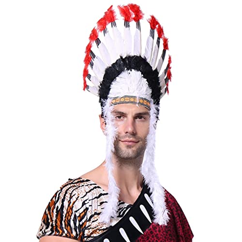 KADSXIYA Indianerhäuptling Kopfschmuck Indianer-Kostüm Federhaarkleid Kopfschmuck von KADSXIYA