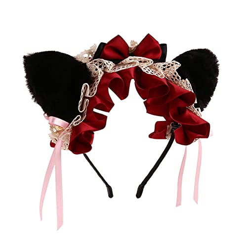 KADSXIYA Lolita Haarreif Elegant für Katze Ohr Form Hairhoop mit Plissee Spitze für Cospla KADSXIYA Lolita Haarreif Elegant für Katze Ohr Form Hairhoop mit Plissee Spitze für Cospla von KADSXIYA