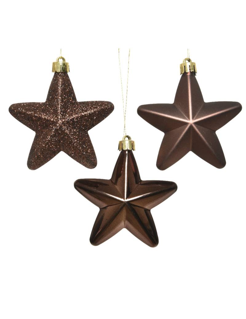 Baumschmuck in Sternen-Form Weihnachtsdeko braun 6 Stück 7,5 cm von KAEMING B.V.