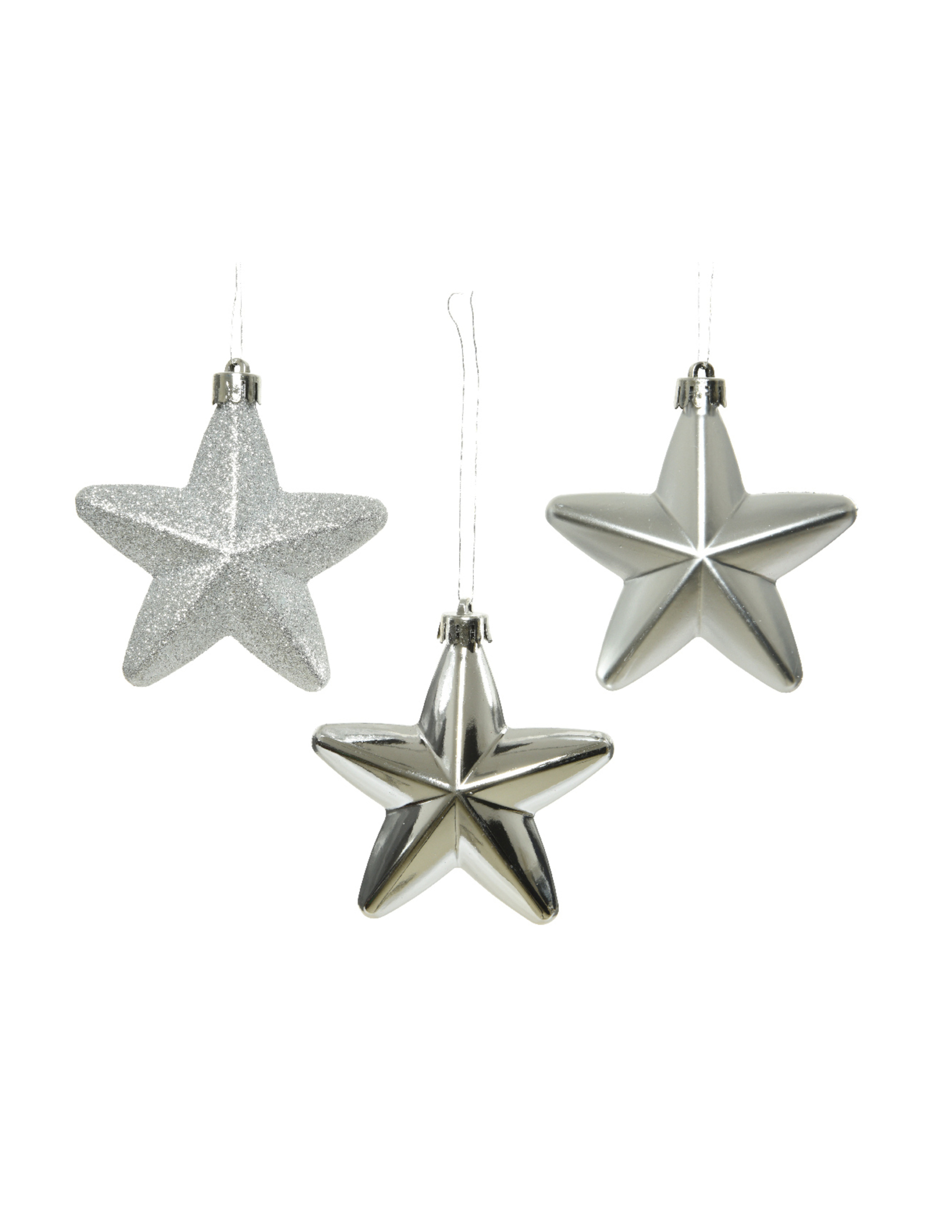 Christbaumaufhänger Sterne Weihnachtsdeko silberfarben 7,5 cm Christbaumaufhänger Sterne Weihnachtsdeko silberfarben 7,5 cm von KAEMING B.V.