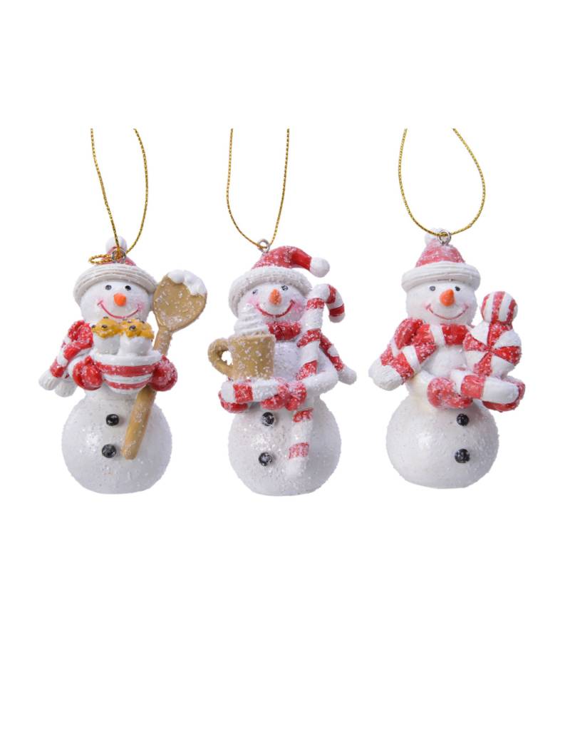 Christbaumschmuck Schneemann zufälliges Motiv weiss-rot 8 cm von KAEMING B.V.
