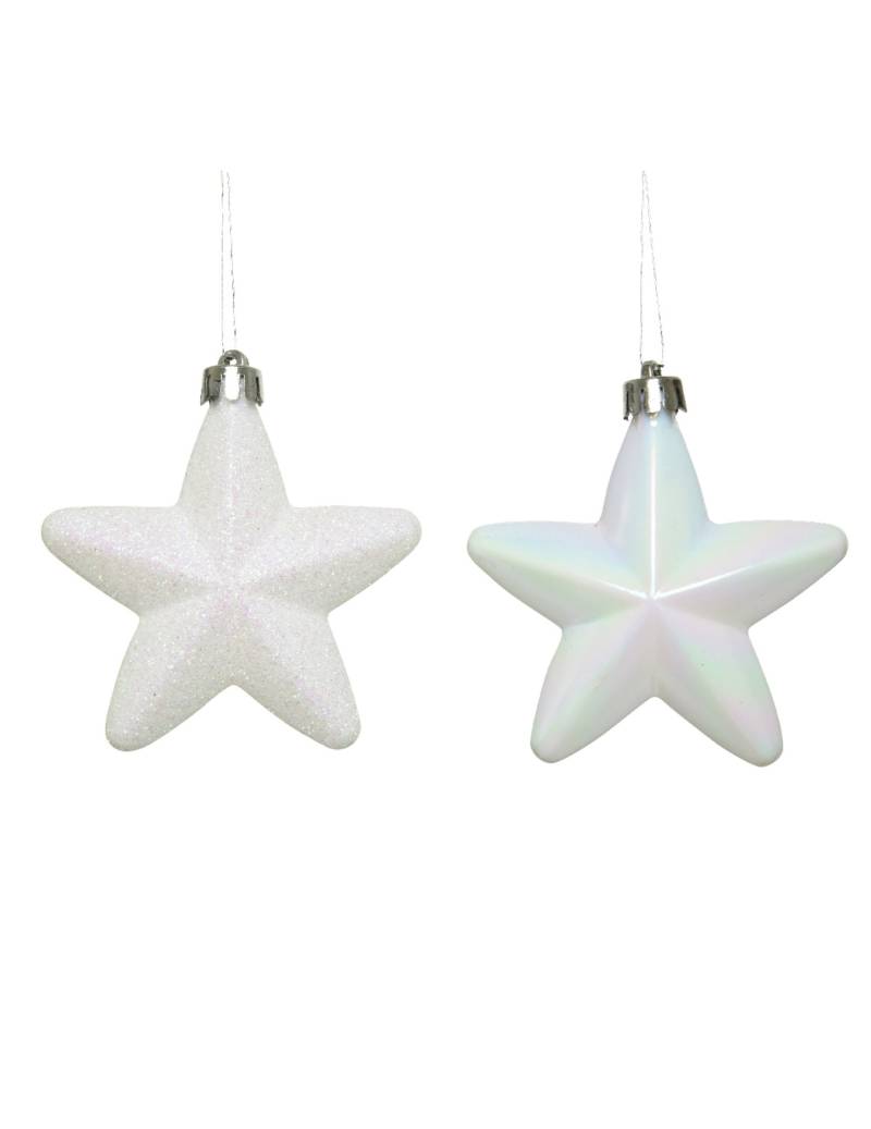 Christbaumschmuck Sterne Weihnachtsdeko 6 Stück weiß 7,5 cm von KAEMING B.V.