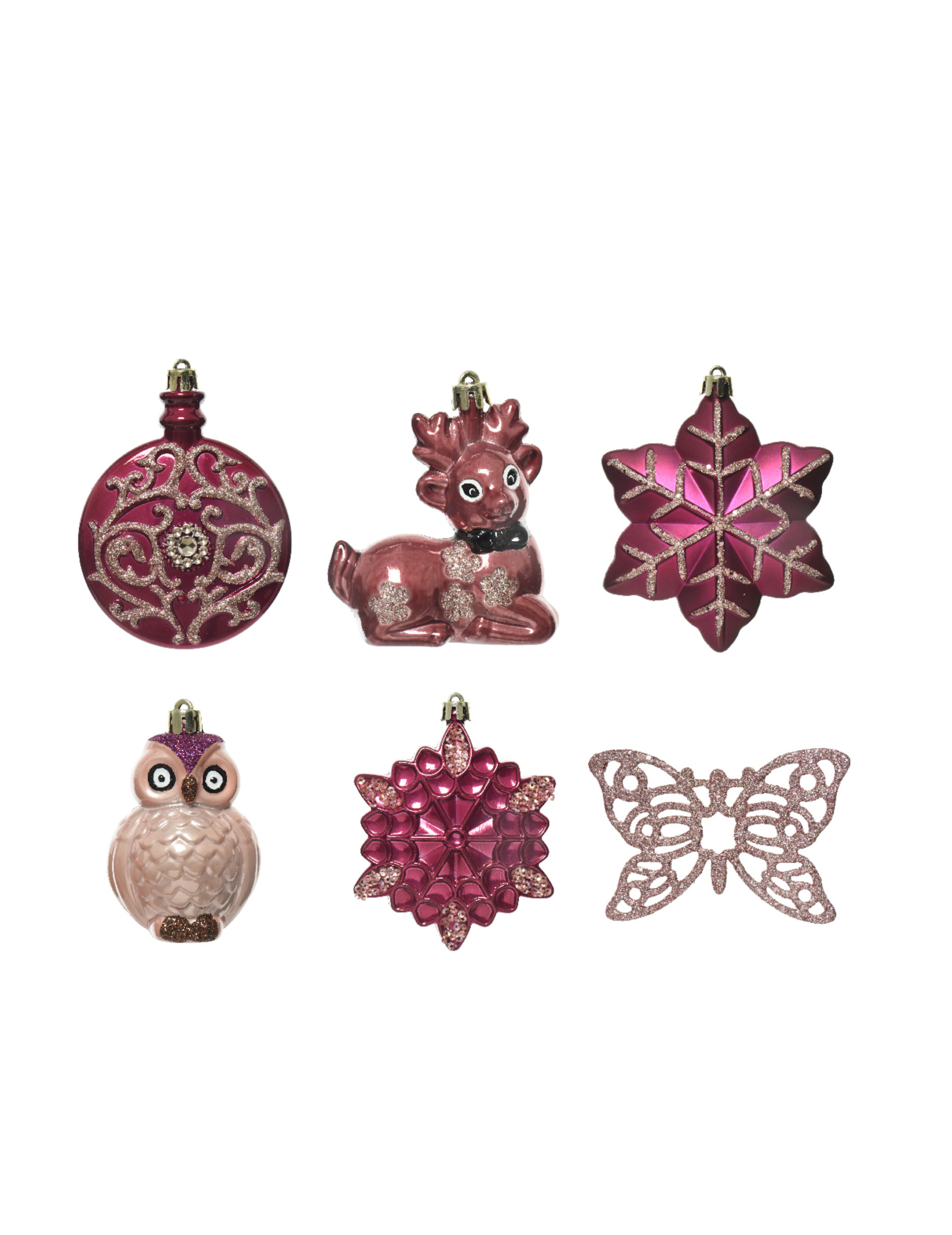 Feenhafte Weihnachtsbaum-Aufhänger 20-teilig pinkfarben 7 cm Feenhafte Weihnachtsbaum-Aufhänger 20-teilig pinkfarben 7 cm von KAEMING B.V.