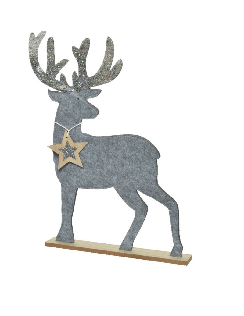 Glitzernde Hirsch-Dekofigur für Weihnachten silberfarben-gold 40 cm von KAEMING B.V.